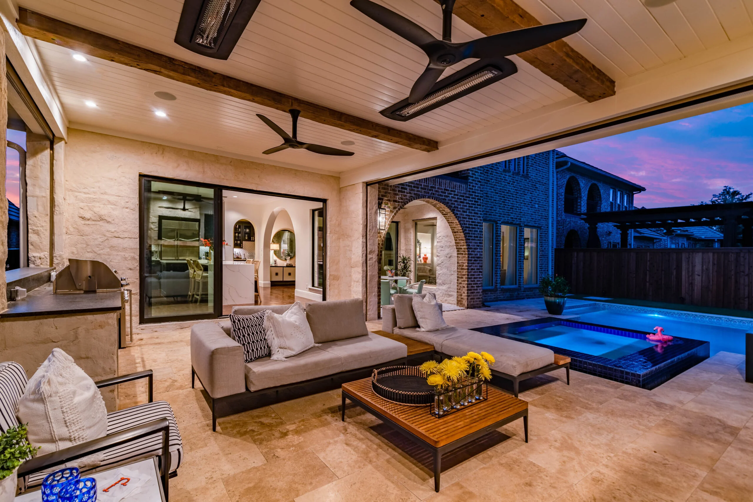 Luxury outdoor living space with pool and patio