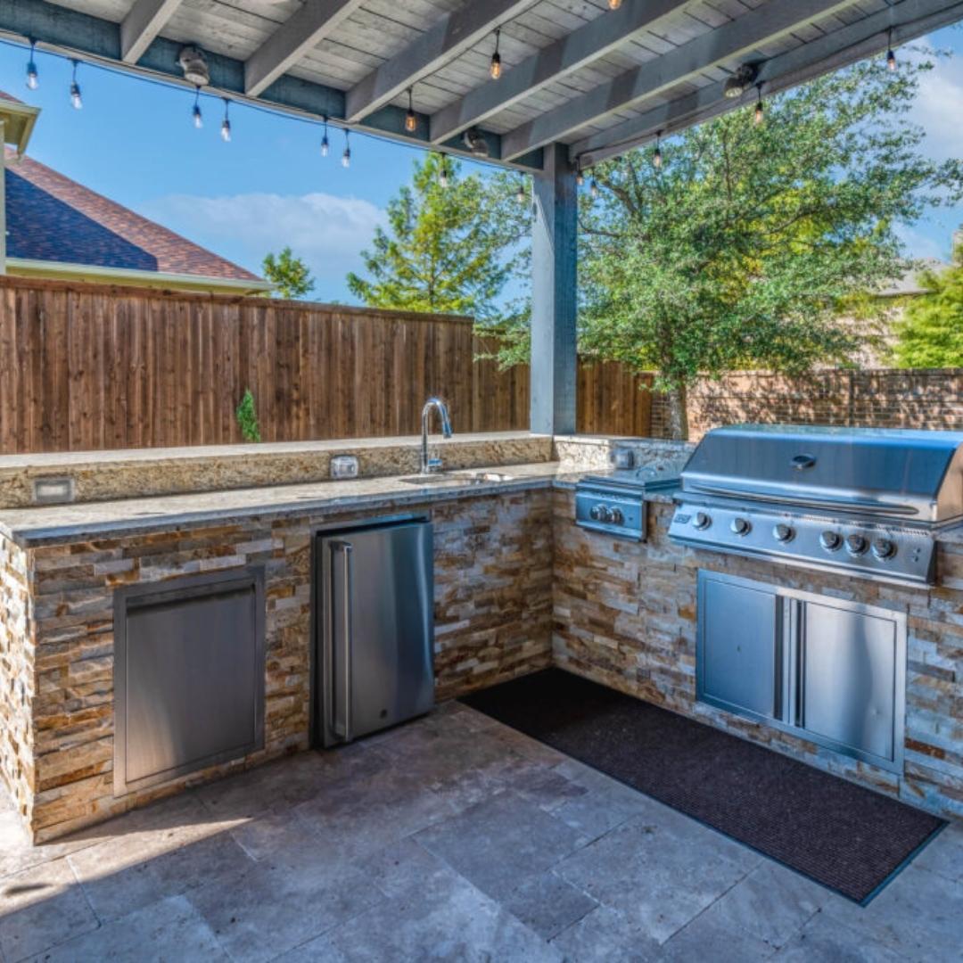 Pergola covering an outdoor living space