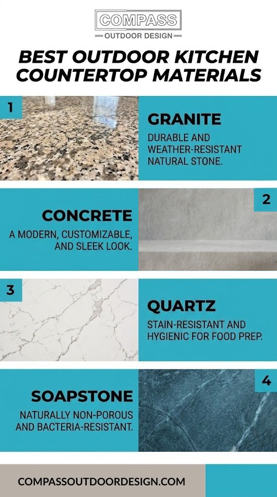 Outdoor kitchen countertop materials infographic