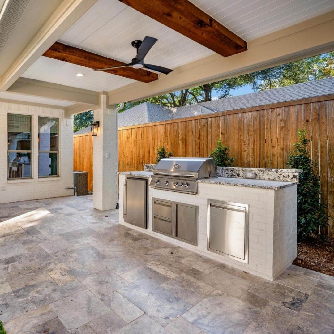 outdoor kitchen with granite countertops