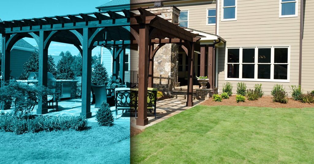 Pergola covering an outdoor patio
