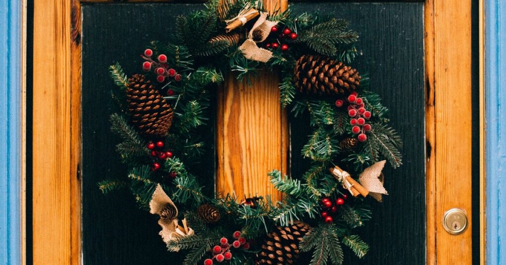Christmas wreath on a front door