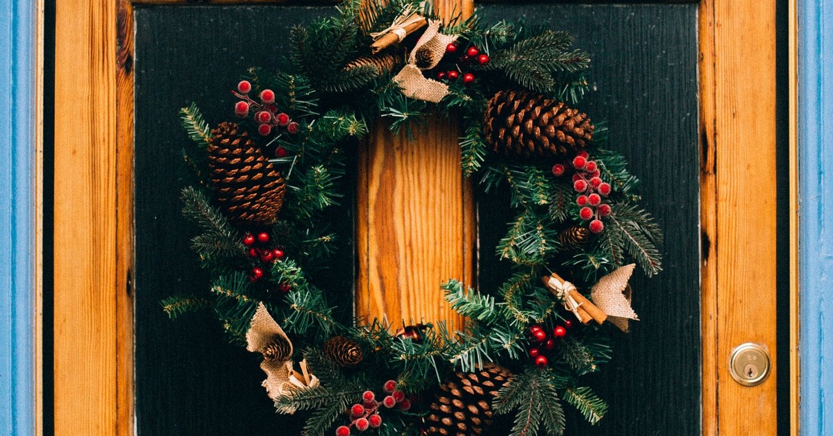 Christmas wreath on a front door