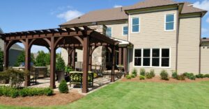 backyard pergola over covered patio