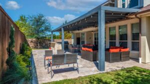 Pergola covering an outdoor living space