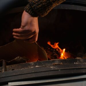 lighting an outdoor fireplace