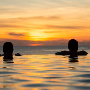 infinity pool at sunset