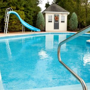 pool house and slide