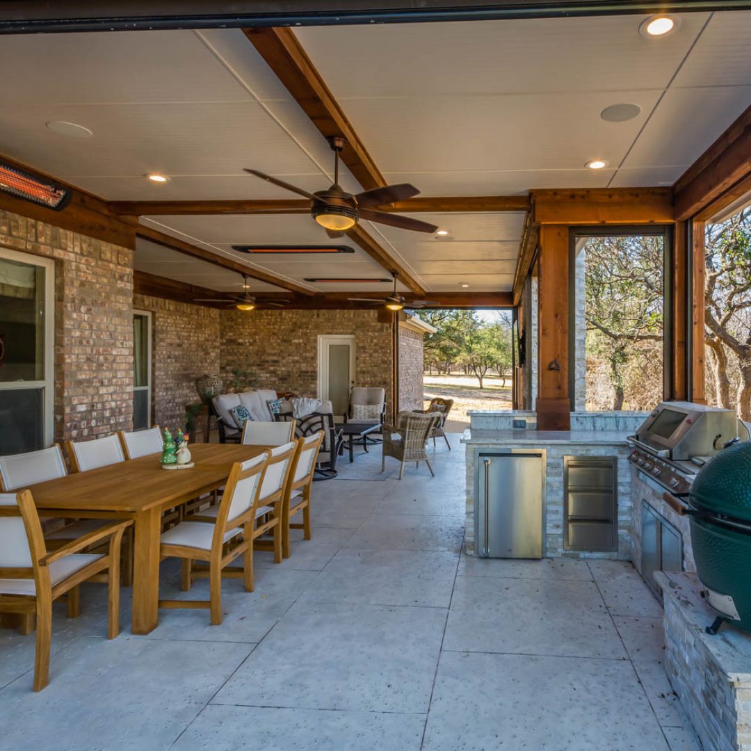 an outdoor kitchen layout that fits the clients needs