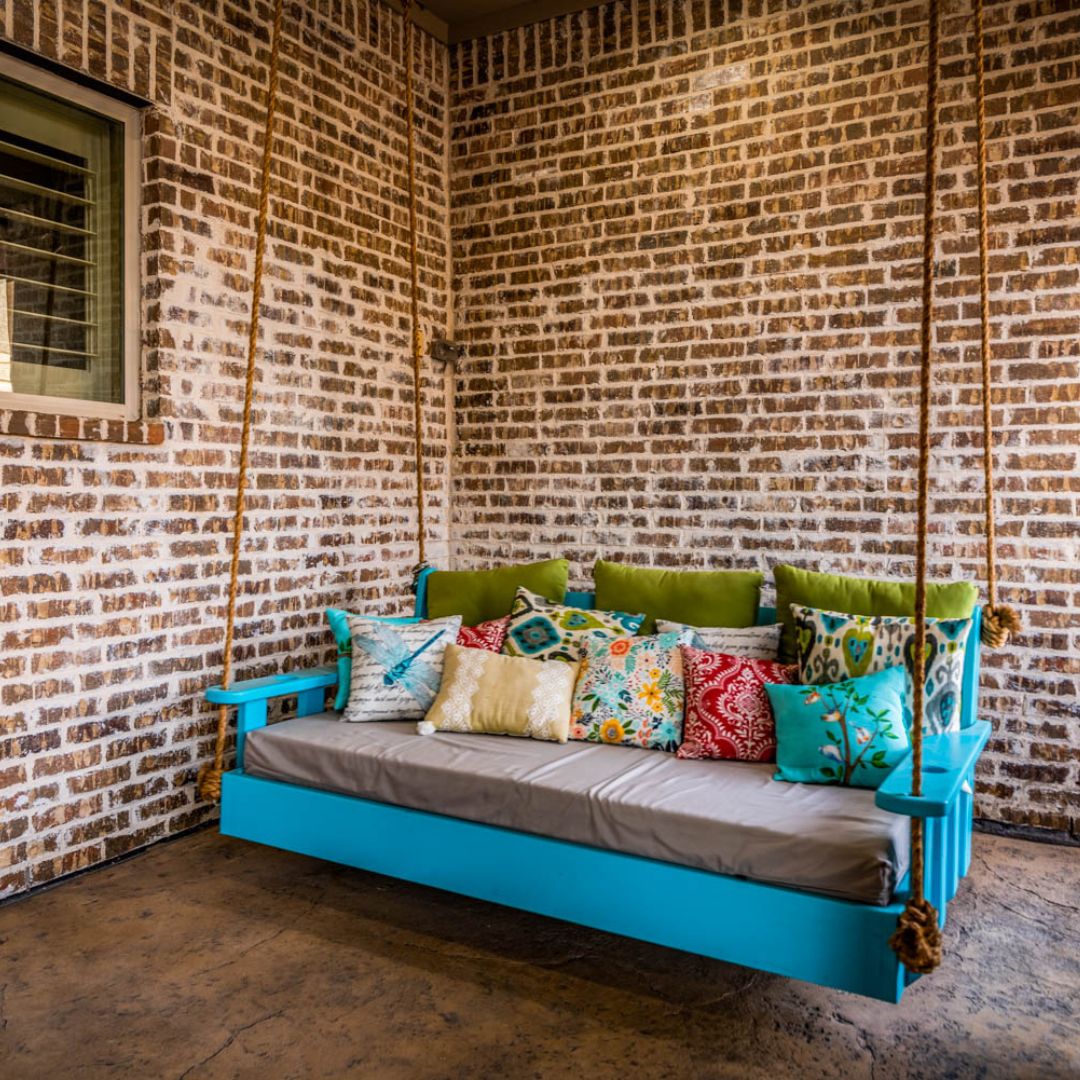 a beautiful swing in an outdoor living space