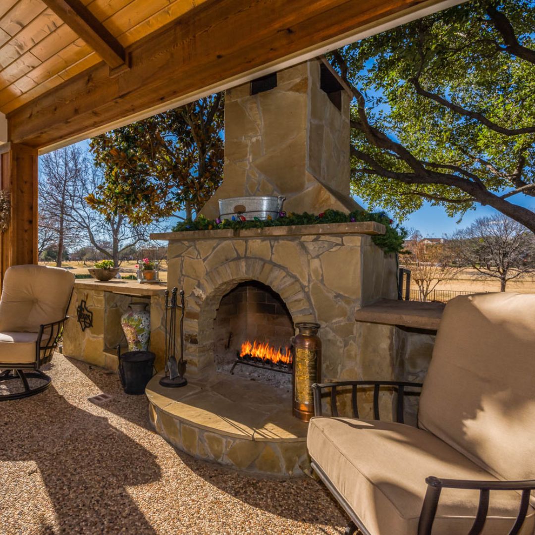 lavish outdoor fireplace
