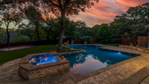 outdoor pool during sunset