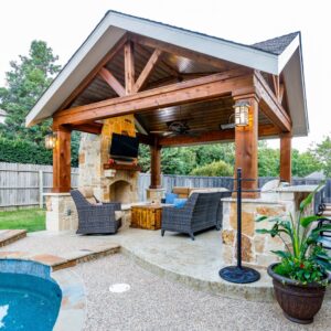 backyard wooden pergola
