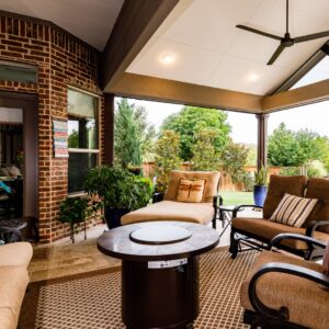 Group seating in a backyard