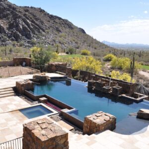 pool with stones around it