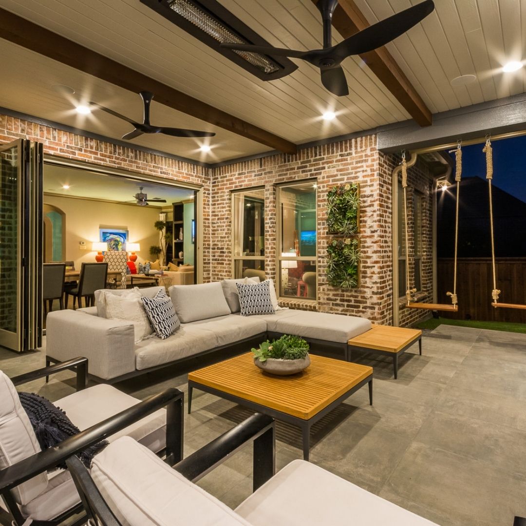 outdoor living area with kitchen