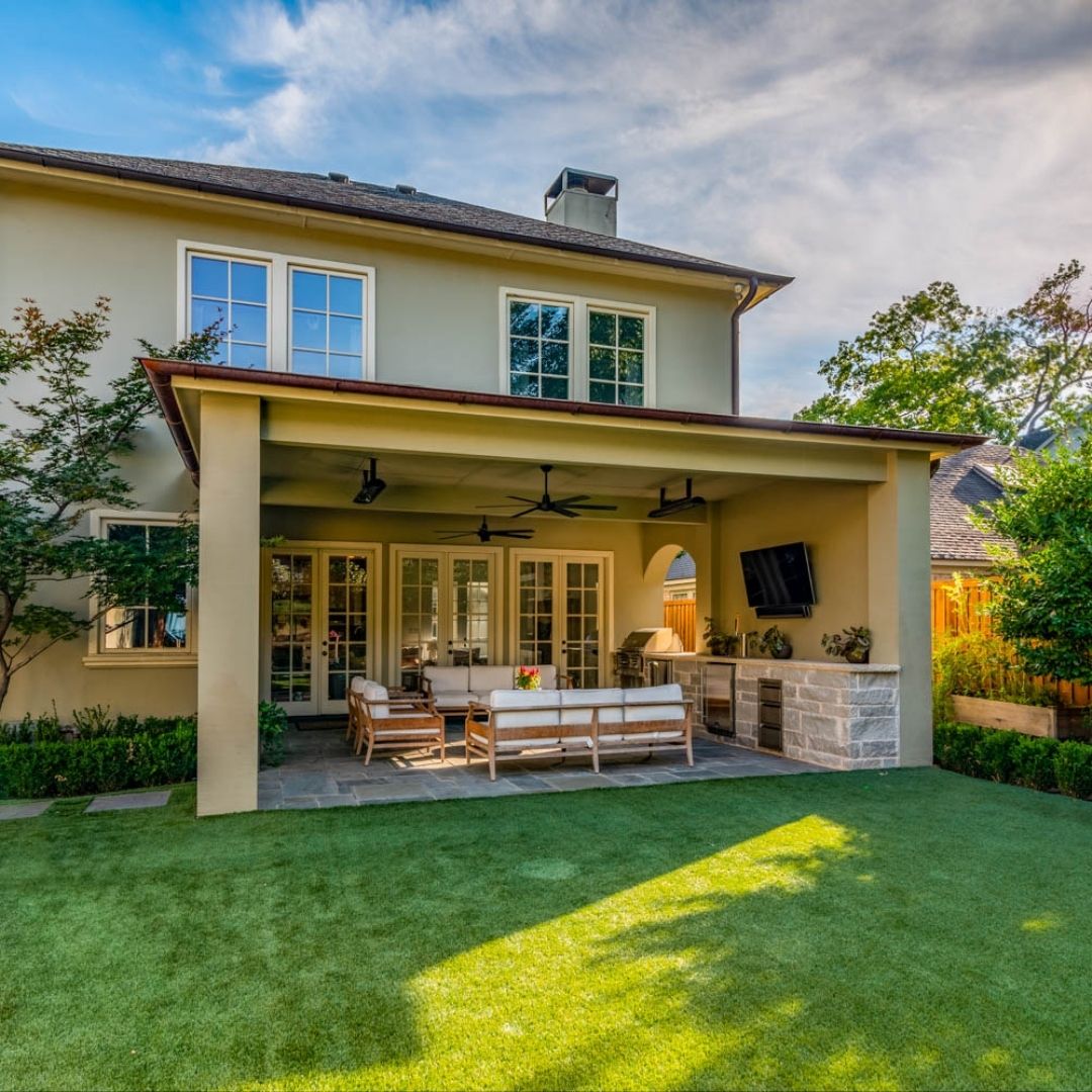 backyard space with a built-in outdoor kitchen