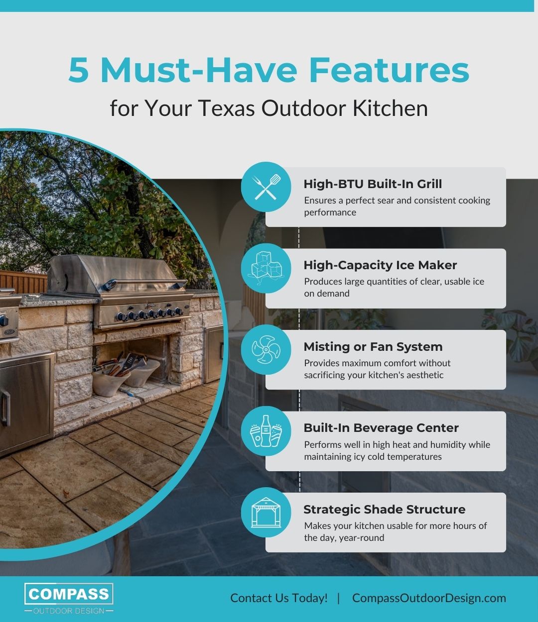 5 Must-Have Features for Your Texas Outdoor Kitchen infographic