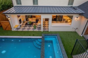 outdoor pool and living space