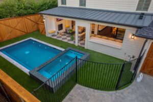 outdoor living area with pool