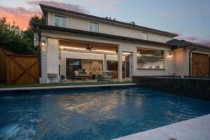 outdoor pool and living space