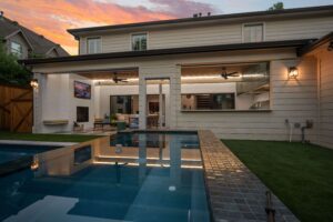 outdoor pool at night
