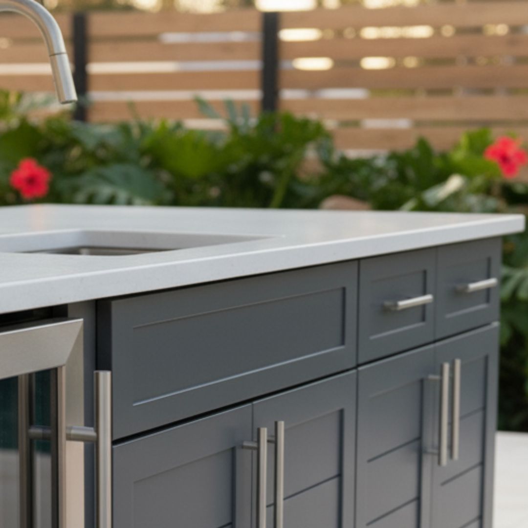 gray outdoor kitchen