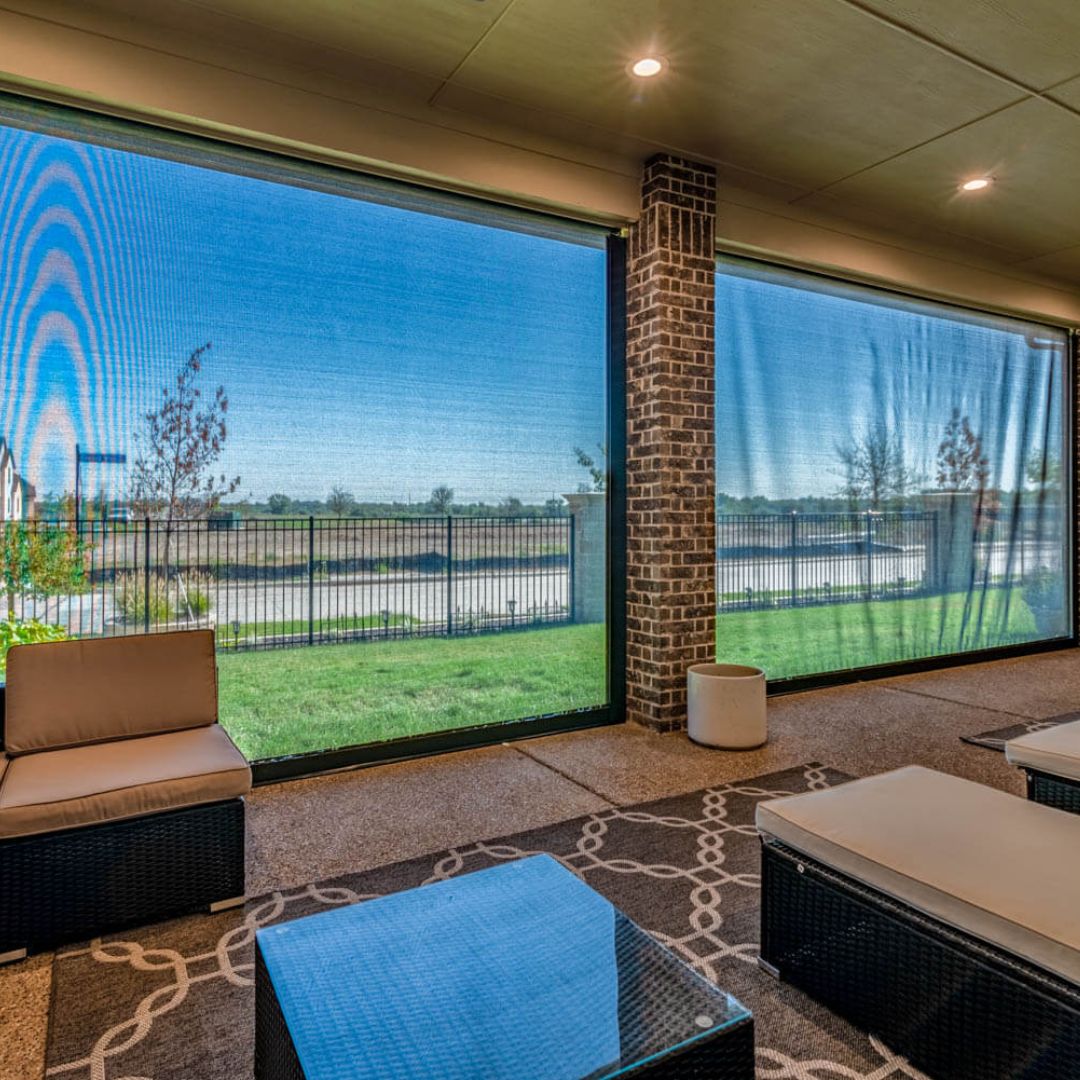 screened in outdoor living space