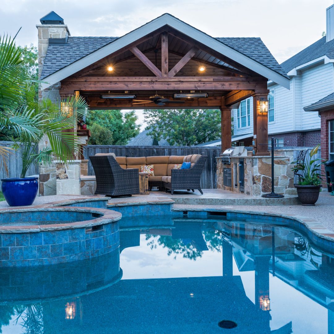 outdoor living space with pool