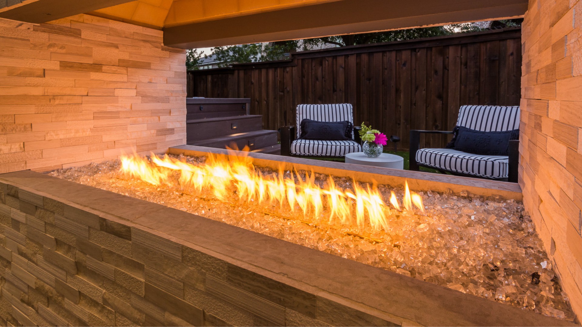 a custom fireplace outside