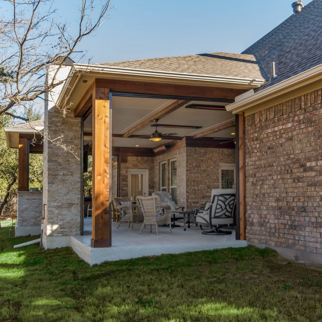 Home with a covered patio space